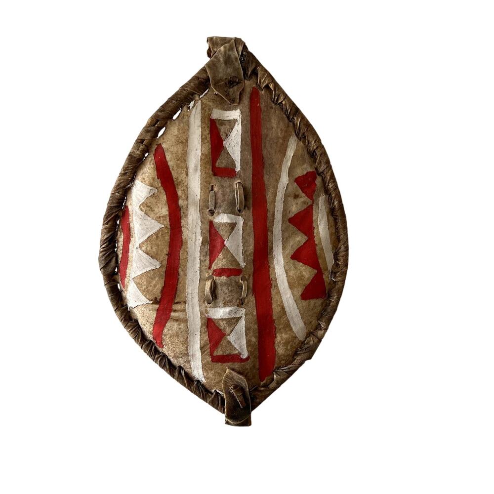 Handmade Battle Shield Natural Materials Native Made Detailed Sinew and Leather